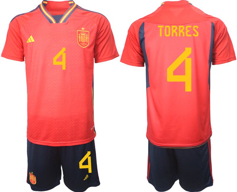 Men 2022 World Cup National Team Spain home red 4 Soccer Jerseys